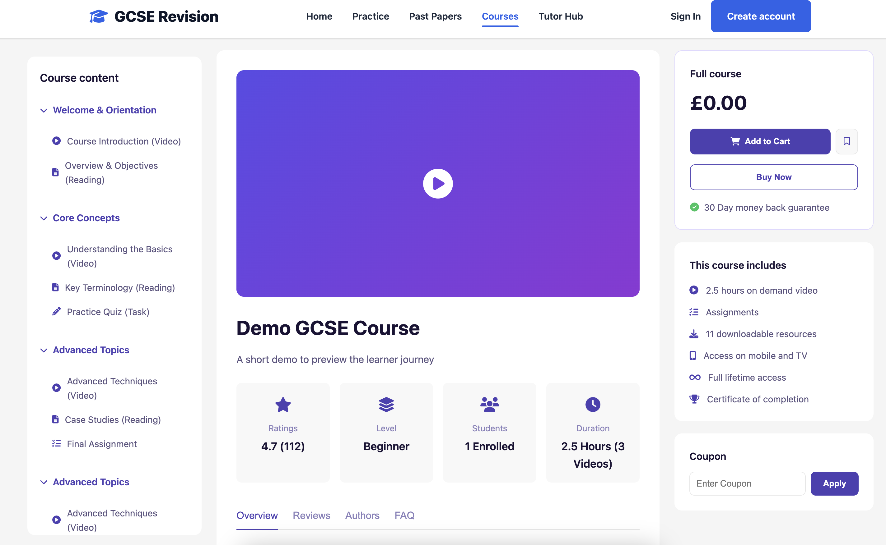 GCSE Revision Courses - WordPress Website