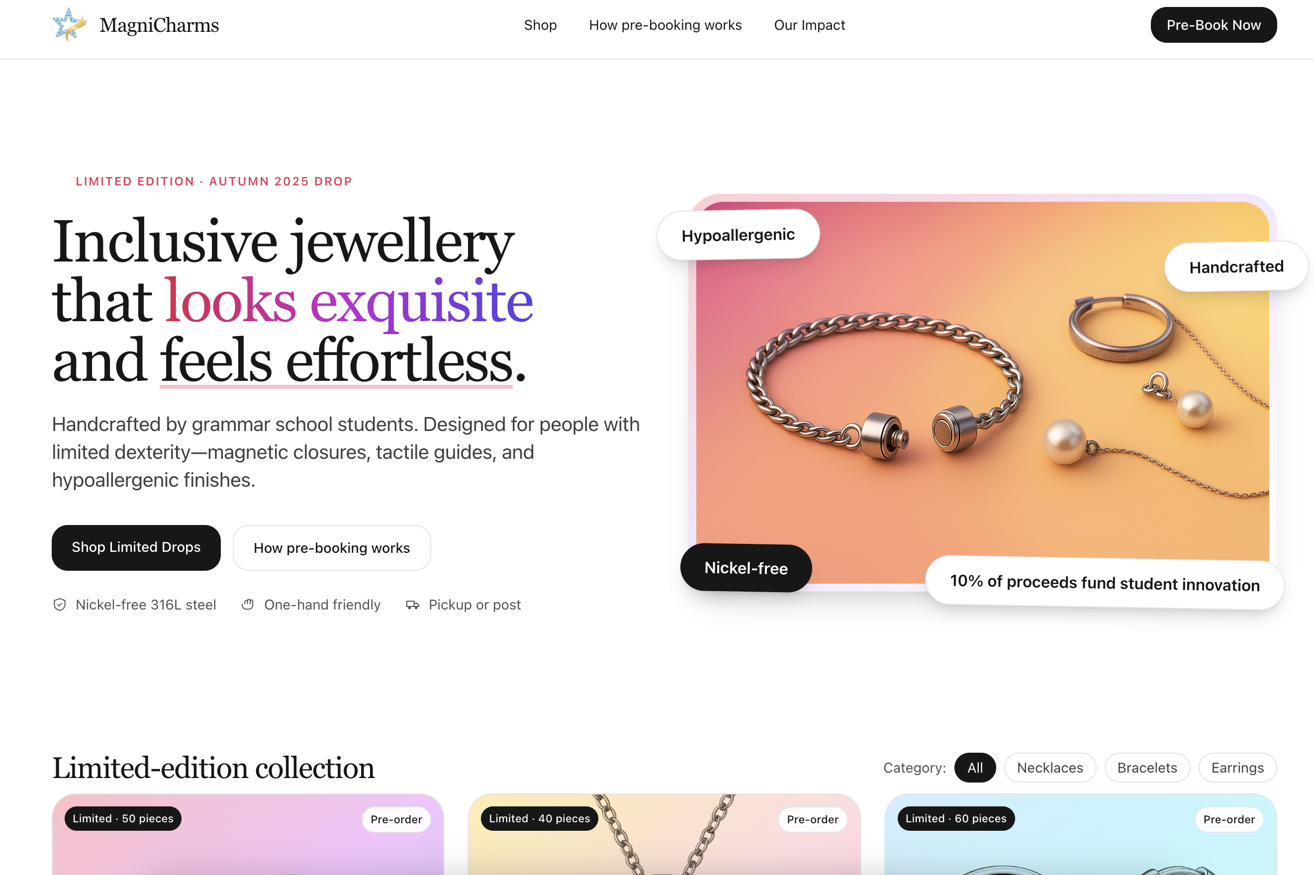 Magni Charms - E-commerce WordPress Website