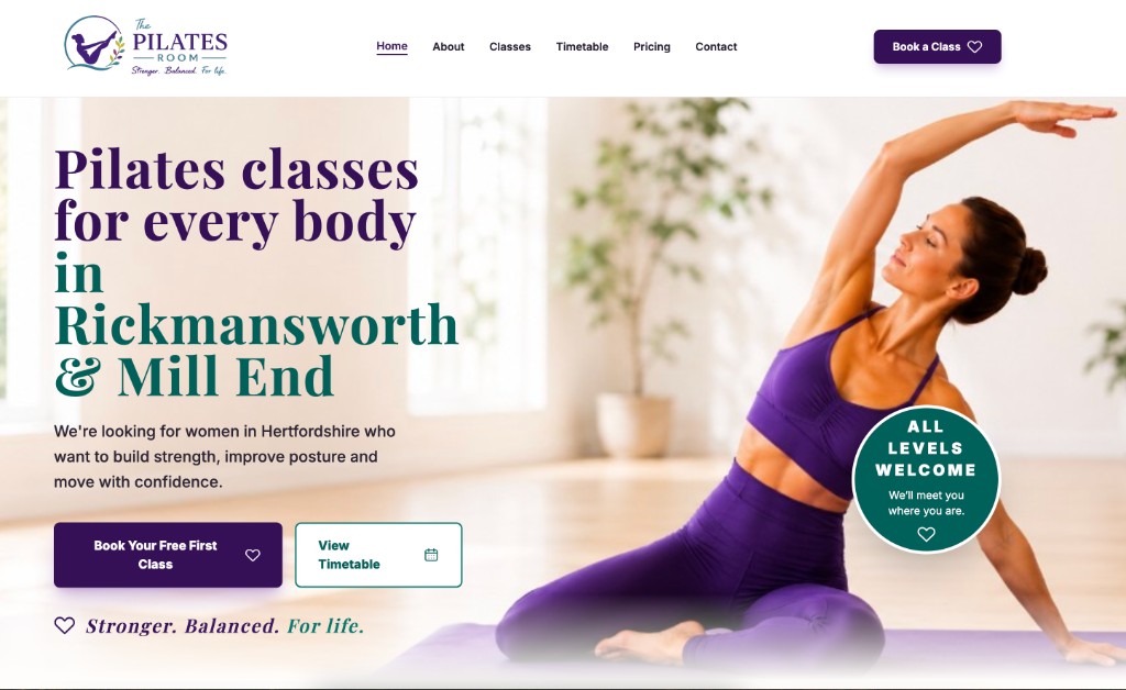 The Pilates Room Herts - WordPress website