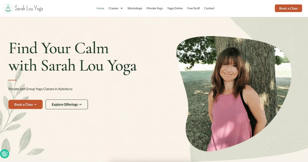 Sarah Lou Yoga redesigned homepage
